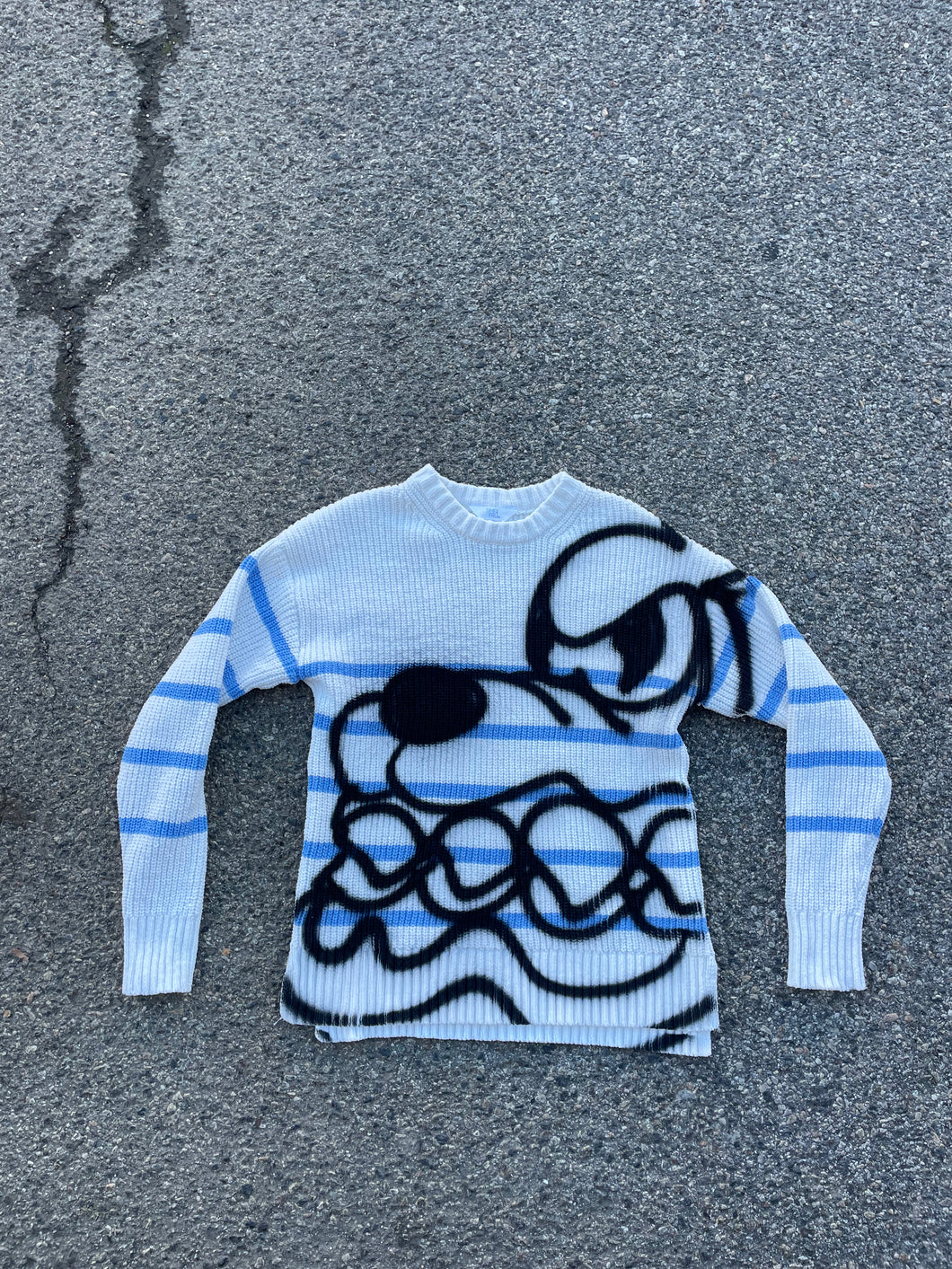 Dogg Womens XS White Striped Crewneck