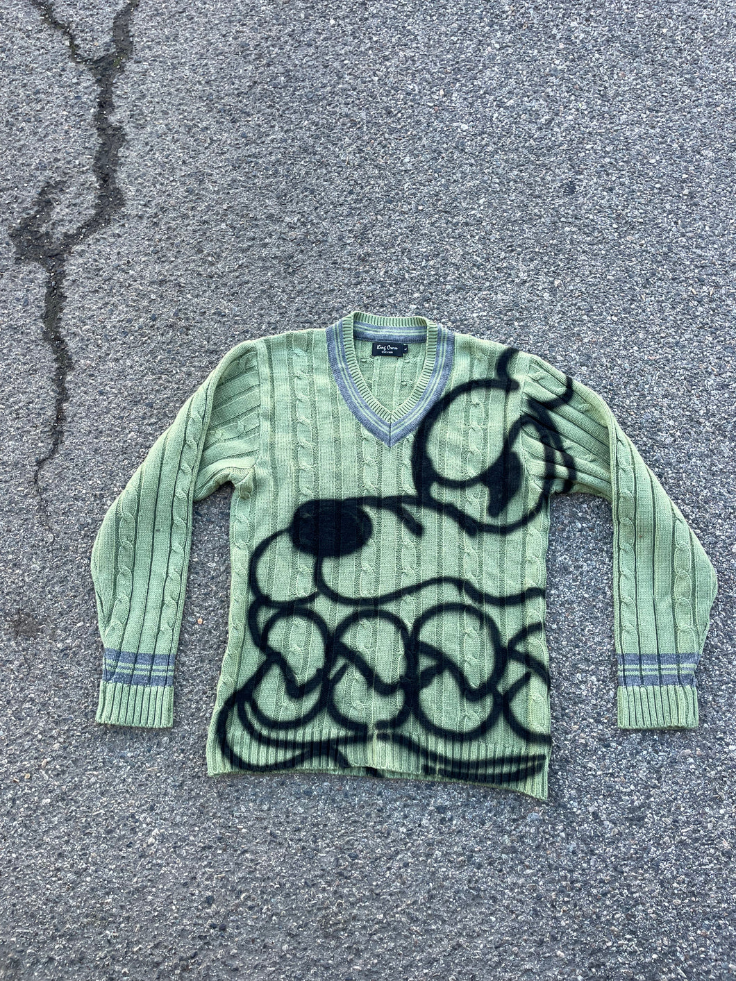 Dogg Mens Size Large V neck Cable Knit Sweater